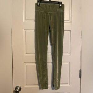 Olive green velour leggings from PINK